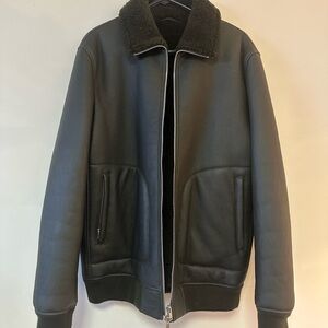Men's Leather NWOT Shearling Bomber Jacket from Theory - XL (Fits like Large)